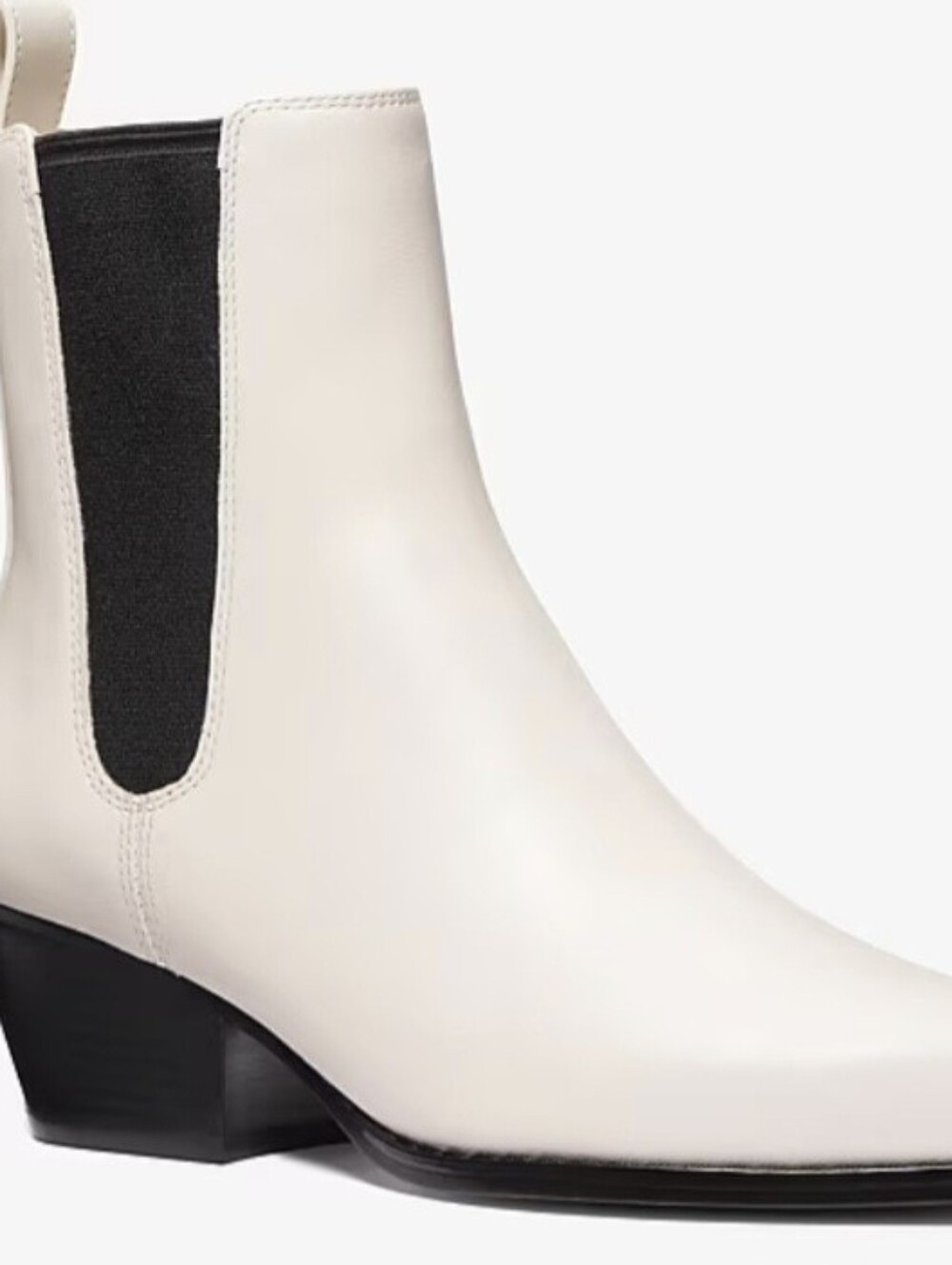Michael Kors Cream Leather Chelsea Ankle Boots with Black Elastic
